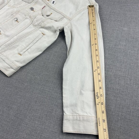 Levis Womens Ex-Boyfriend Trucker Jacket With Floral Back Embroidery Small, Whit - Picture 9 of 15